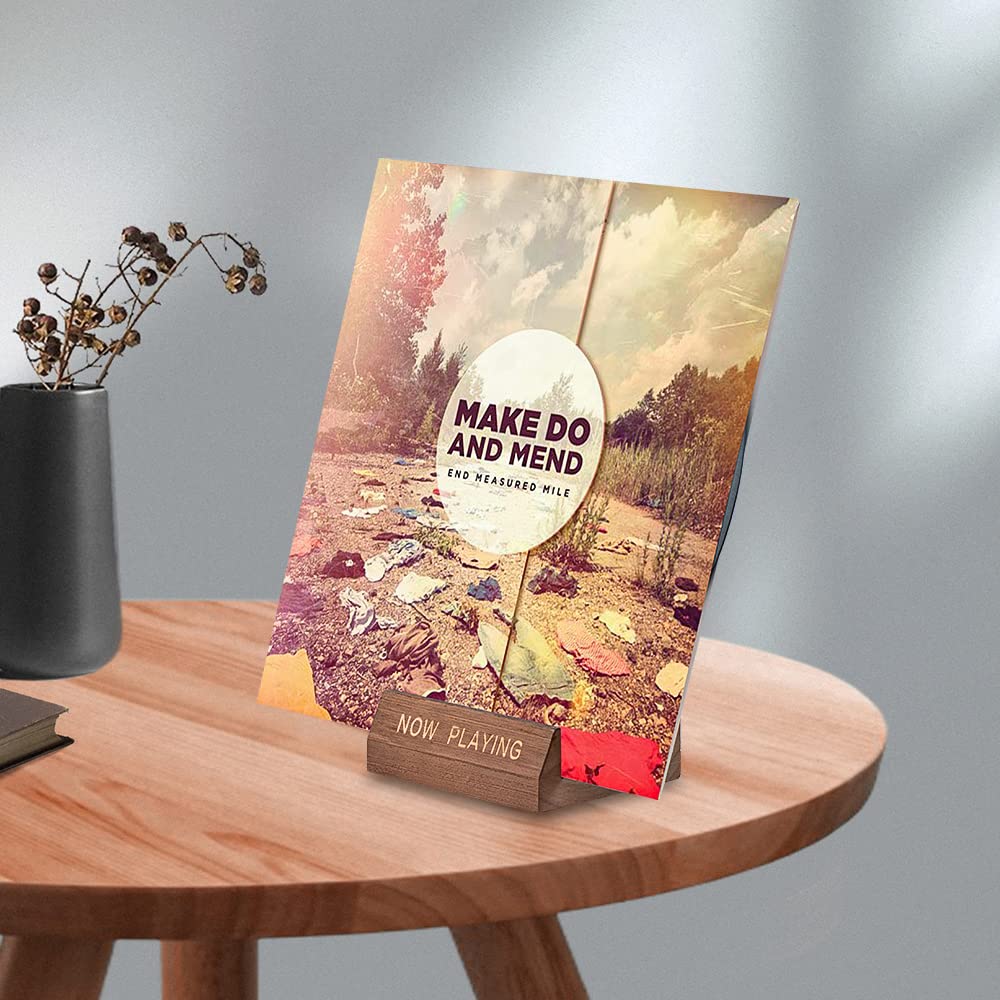 Vinyl Record Holder Display Stand - Tabletop Now Playing Album Cover Holder - Now Spinning Record Rack - Single CD Stand LP Display Shelf - Wooden Vinyls Records Storage Organizer - Modern Home Decor
