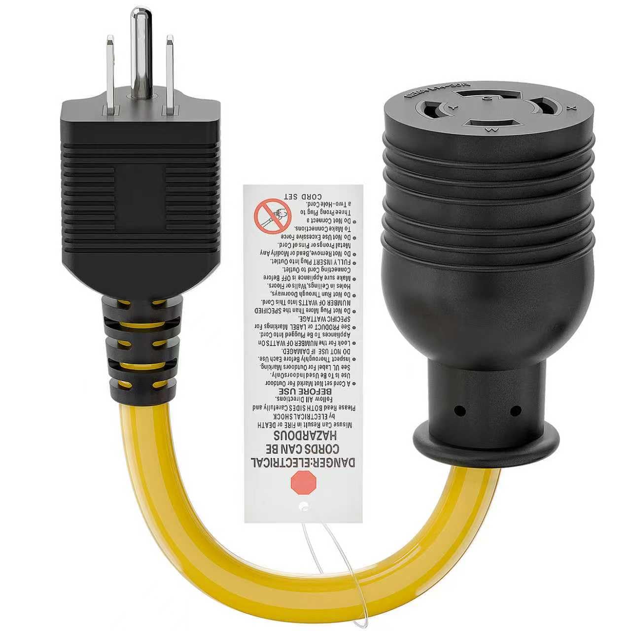 Nema 5-15P to L14-30R Power Adapter Cord, Household 15Amp to Generator Lock in 30Amp Adapter Cord, STW 10AWG Length= 1Foot