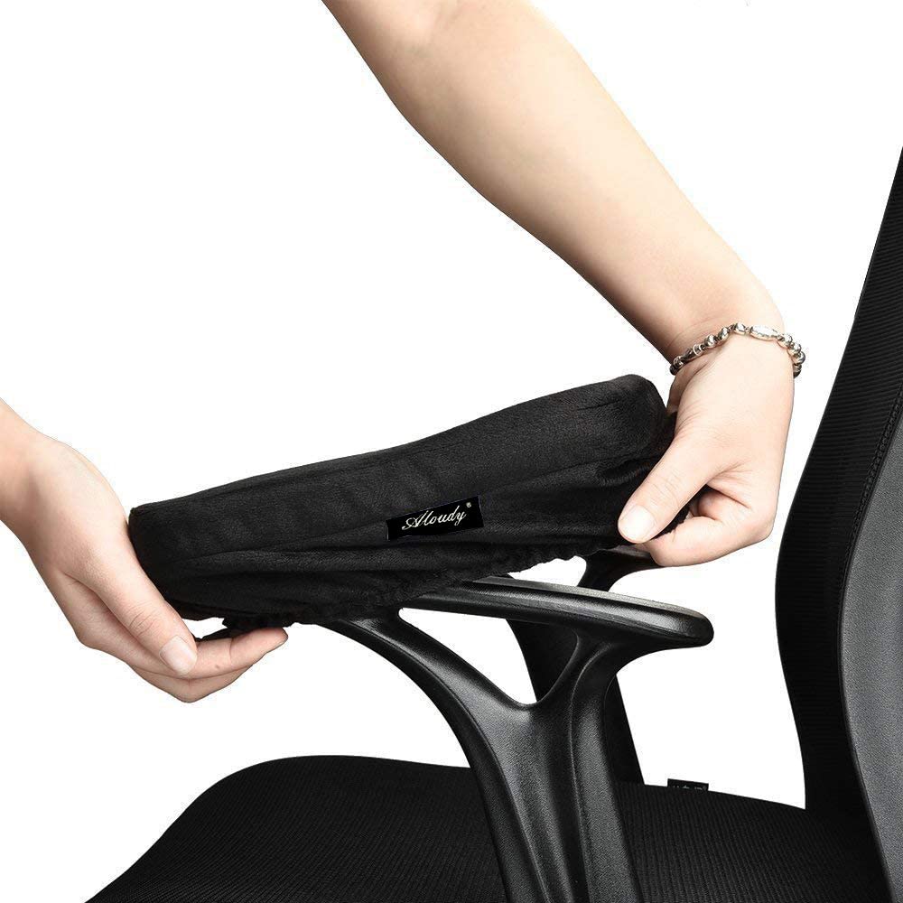 Aloudy Ergonomic Memory Foam Office Chair Armrest Pads, Comfy Gaming Chair Arm Rest Covers for Elbows and Forearms Pressure Relief(Set of 2)
