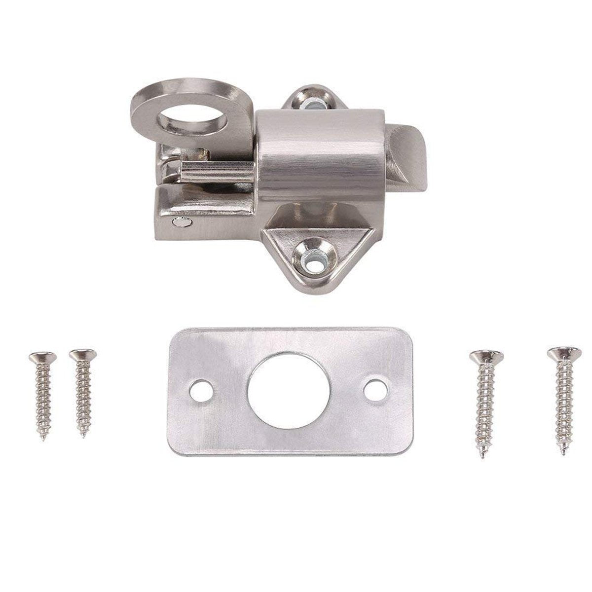 Latch Lock, Zinc Alloy Security Pull Spring Bounce Door Bolt for Window Shed Gate Toilet Bedroom