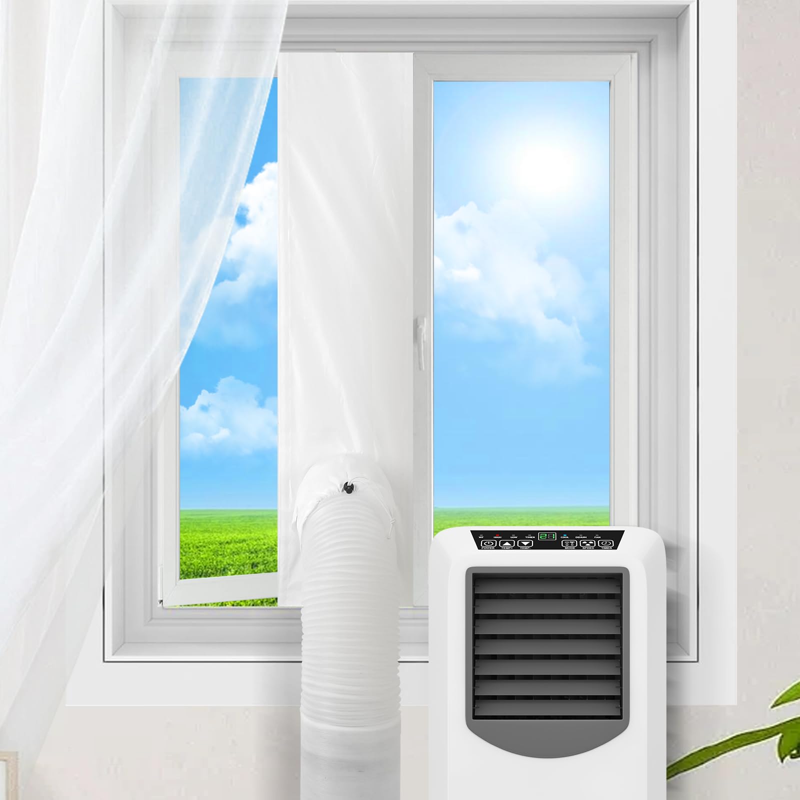 400CM (157 inch) Universal Window Seal for Portable Air Conditioner and Tumble Dryer, Sealing AC Vent Kit with Adhesive Fastener