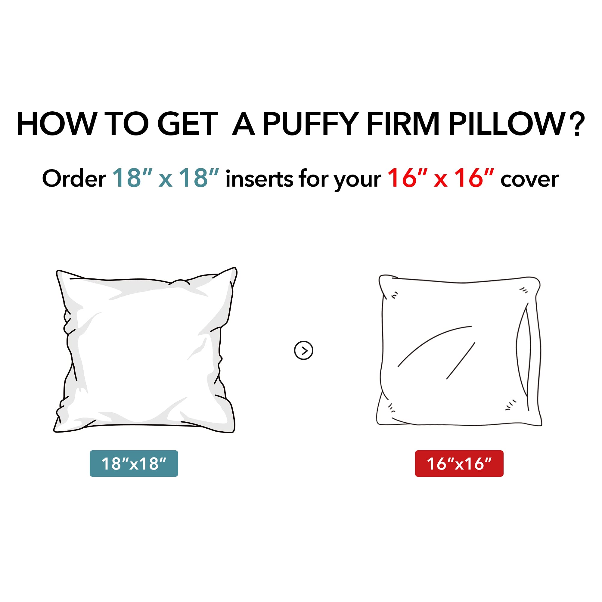 Oubonun 18 x 18 Pillow Inserts (Set of 2) - Throw Pillow Inserts with 100% Cotton Cover - 18 Inch Square Interior Sofa Pillow Inserts - Decorative Pillow Insert Pair - White Couch Pillow