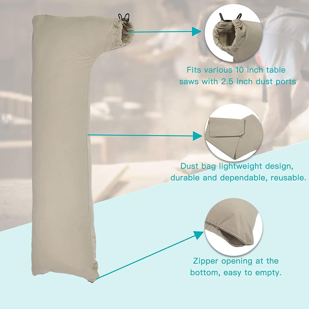 Table Saw Dust Collector Bag Compatible for Dewalt/Fit for Makita/Compatible with Craftsman 10" Tablesaws with 2.5" Dust Port