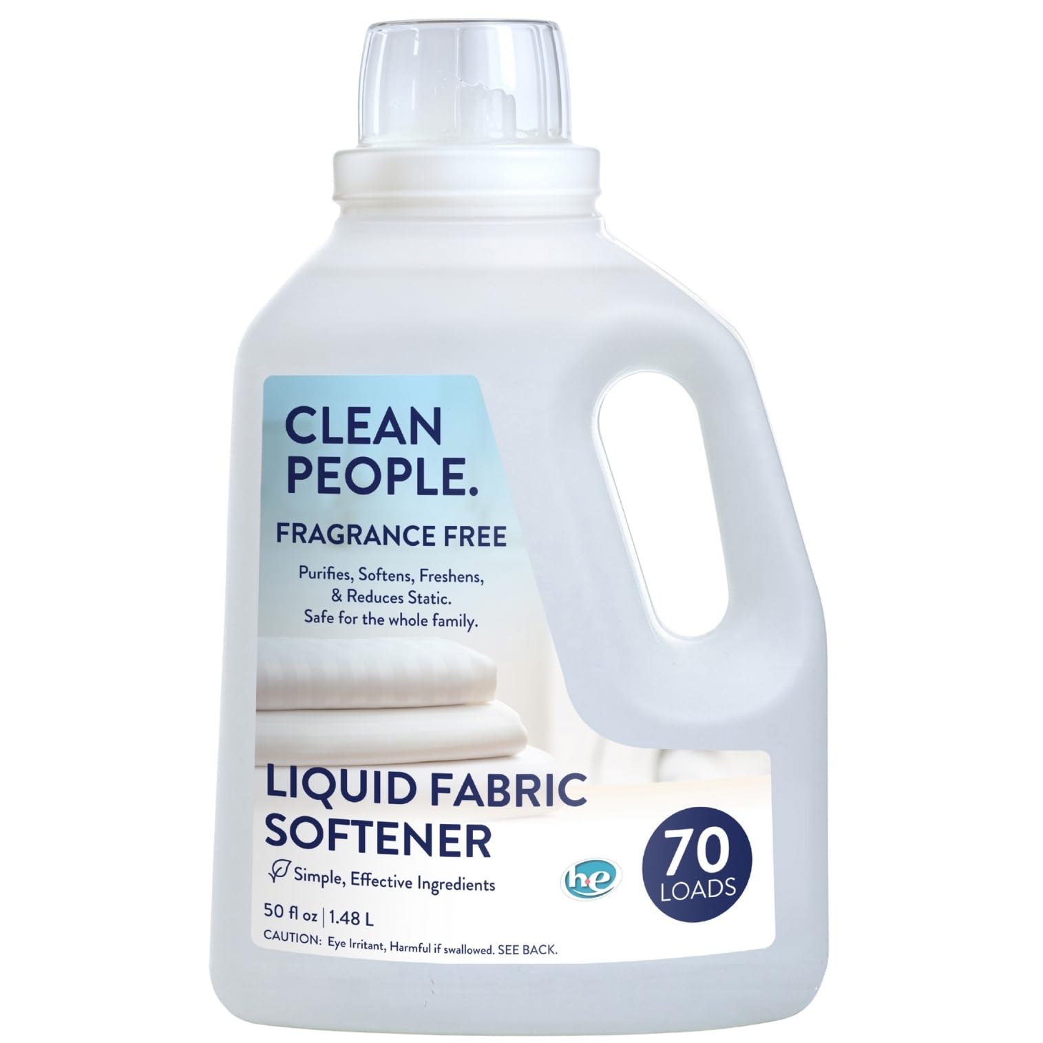The Clean People Liquid Fabric Softener - Softens & Removes Static Cling - Vegan Scented Laundry Softener - Fragrance Free, 50 fl oz - 74 Loads