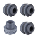 UgyDuky 4 Pieces PVC Bulkhead Fitting for Rain Barrels, Aquariums, Water Tanks, Tubs, Pools - Grey (1 Inch)