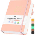 Planner, Undated Daily Planner with To Do List, 365 Days Planner for ADHD, Agenda for Women Men, Hourly Planner Notebook for Goal Setting, Productivity Organizer with Calendar, 8.3" x 5.8" (Pink)