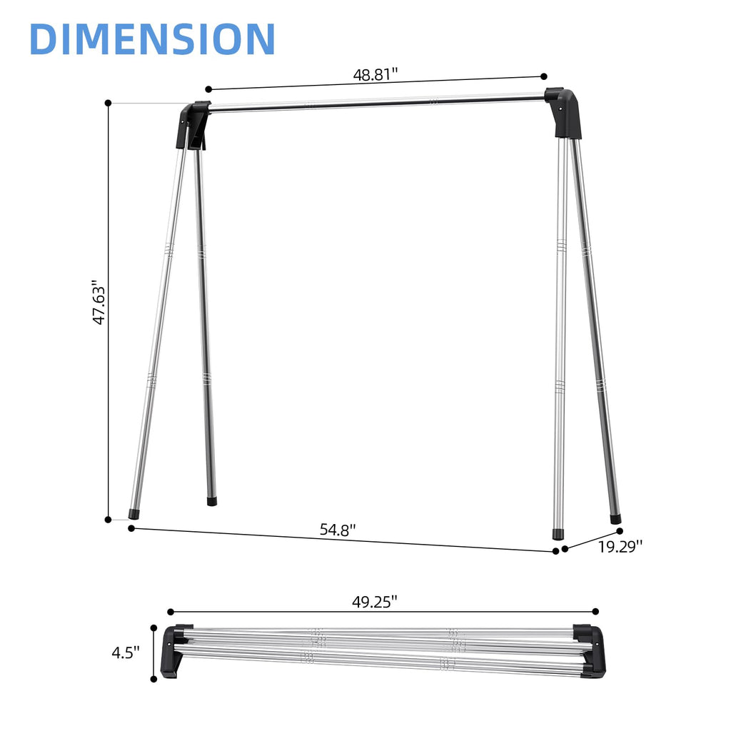 APEXCHASER Clothes Drying Rack, Foldable Clothes Rack, Stainless Steel Laundry Drying Rack, Collapsible Clothing Rack for Indoor & Outdoor, Drying Rack Clothes for Travel, 48.81 Inch