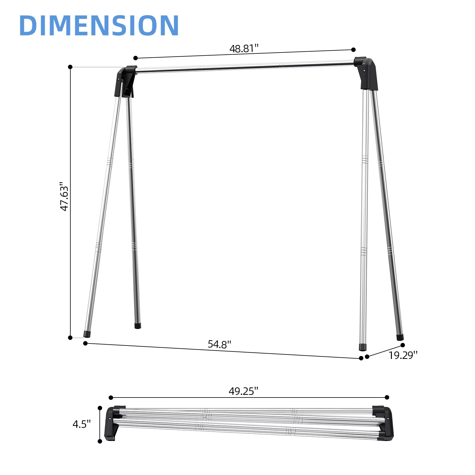 APEXCHASER Clothes Drying Rack, Foldable Clothes Rack, Stainless Steel Laundry Drying Rack, Collapsible Clothing Rack for Indoor & Outdoor, Drying Rack Clothes for Travel, 48.81 Inch
