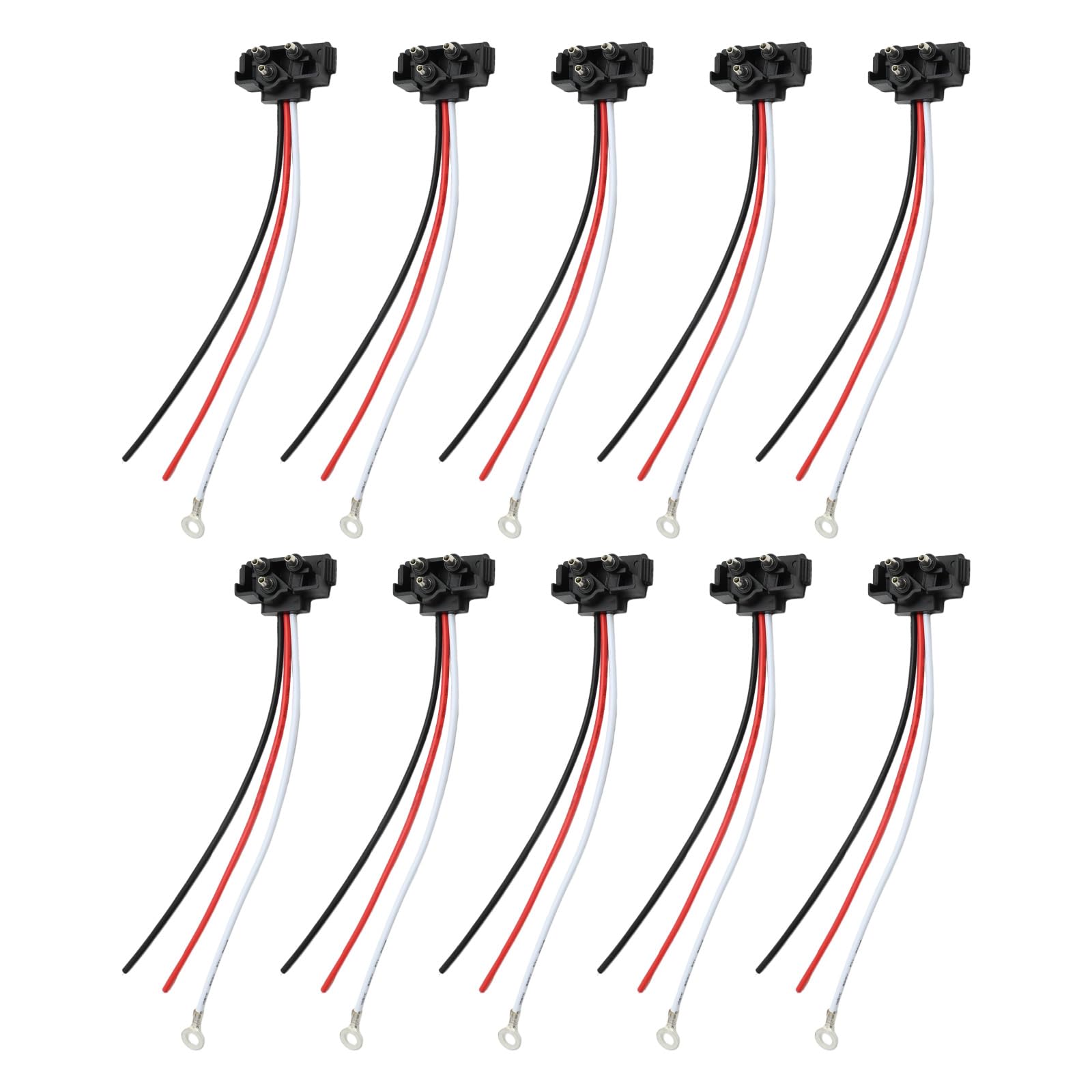 Newnessai 10 Pcs 3-Pin Trailer Connector, 3 Wires Pigtail Harness Plug for Trucks' Stop Turn Tail Backup for 4" Round & 6" Oval