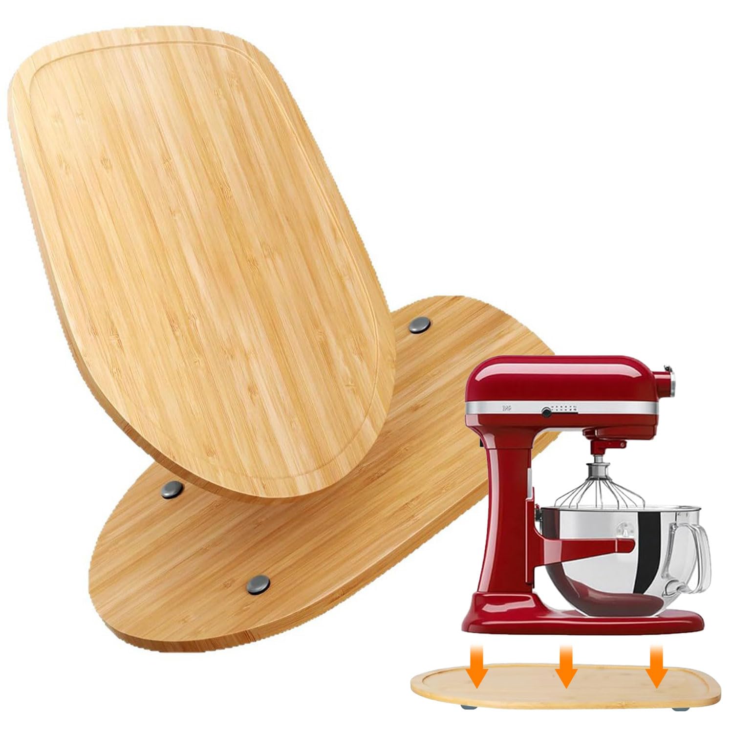 Vikarland Bamboo Mixer Slider for KitchenAid 4.5-5 Qt Tilt Head Stand Mixer Moving Tray Slide Mat for KitchenAid Artist Stand Mixer Attachments Sliding Tray
