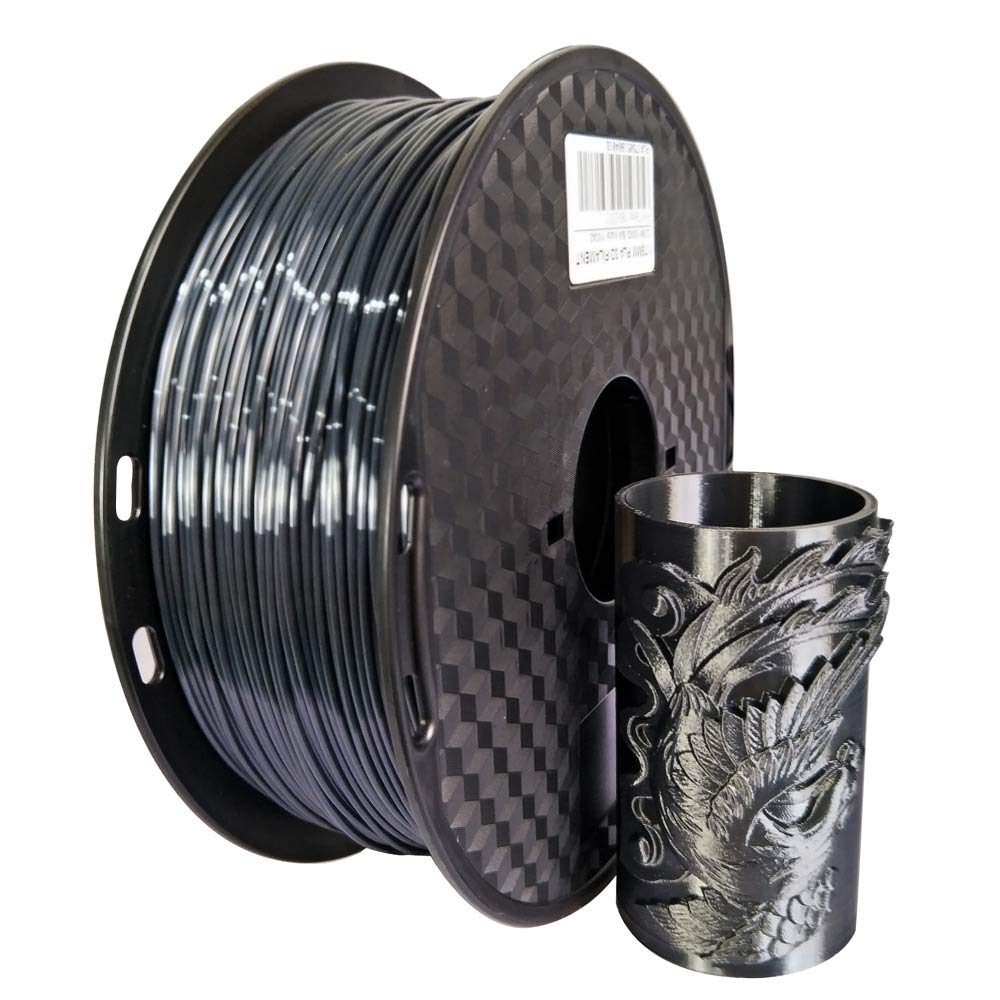 CC3D Silk Black PLA Filament 1.75mm 3D Printer Silky Shine Metallic Gold PLA 3D Printing Materials 1Kg Spool Widely Compatible FDM 3D Printer