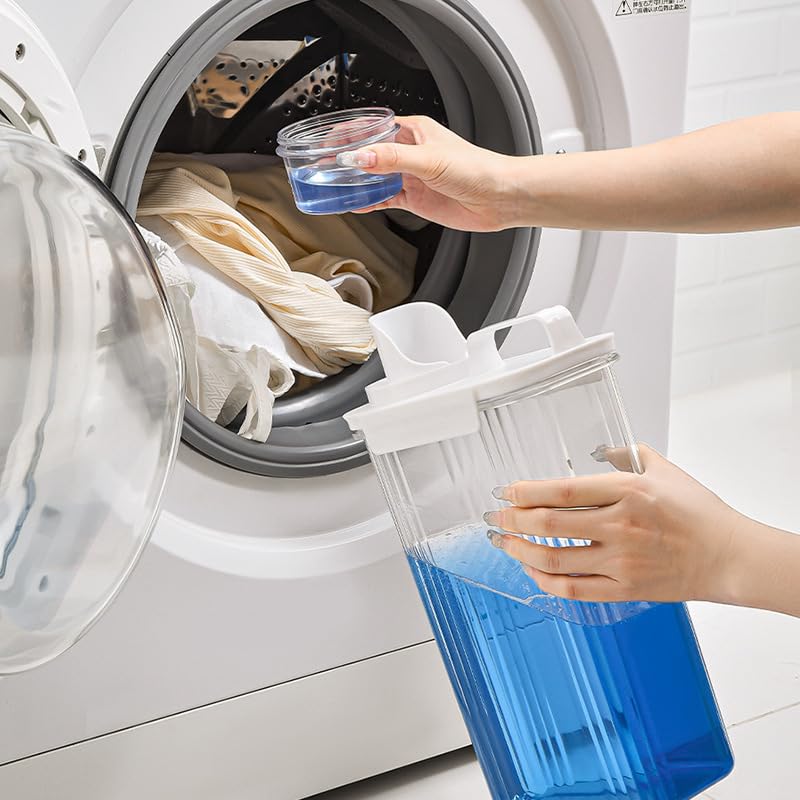 Bikkii Laundry Detergent Dispenser-1 Pack, 71 oz Detergent Dispenser with 4 Removable Labels, Laundry Soap Dispenser for Laundry Room Organization and Storage, BPA Free & PET Plastic Clear