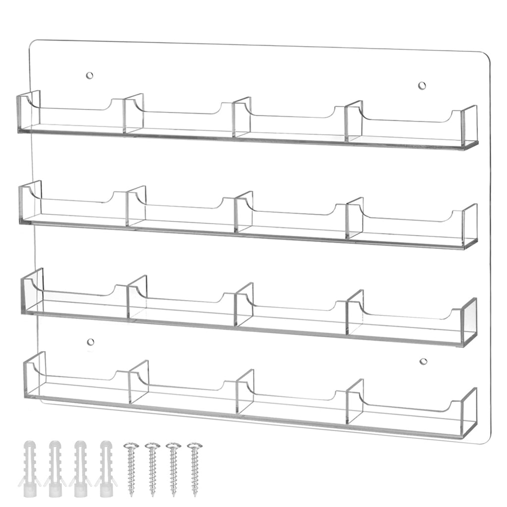 QWORK Acrylic Business Card Holder Wall Mount – 16 Pockets, Clear Sticker Display Rack Versatile Organizer Sticker Display Stand for Home, Office, Library, and Classroom