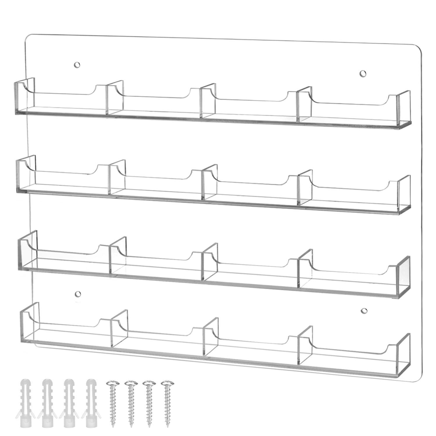 QWORK Acrylic Business Card Holder Wall Mount – 16 Pockets, Clear Sticker Display Rack Versatile Organizer Sticker Display Stand for Home, Office, Library, and Classroom
