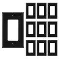 BESTTEN 10 Pack of 1-Gang Decorator Wall Plate, Standard Size Receptacle Outlet Plate, Unbreakable Polycarbonate Decor Switch Cover, Black