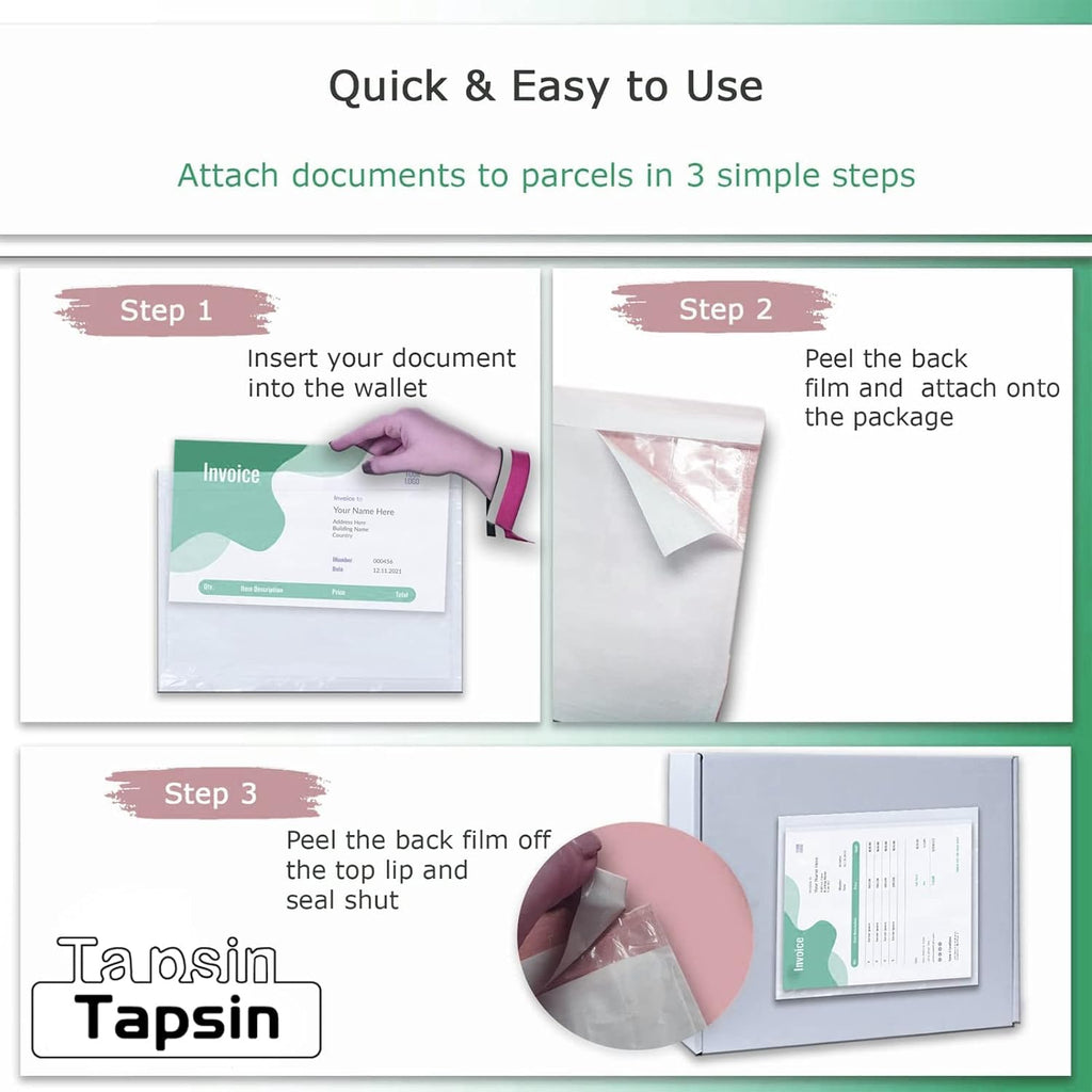 Packing List Pouches, Shipping Label Envelopes Clear Adhesive Top Loading Packing List (6" x 9" - 200 Pcs)