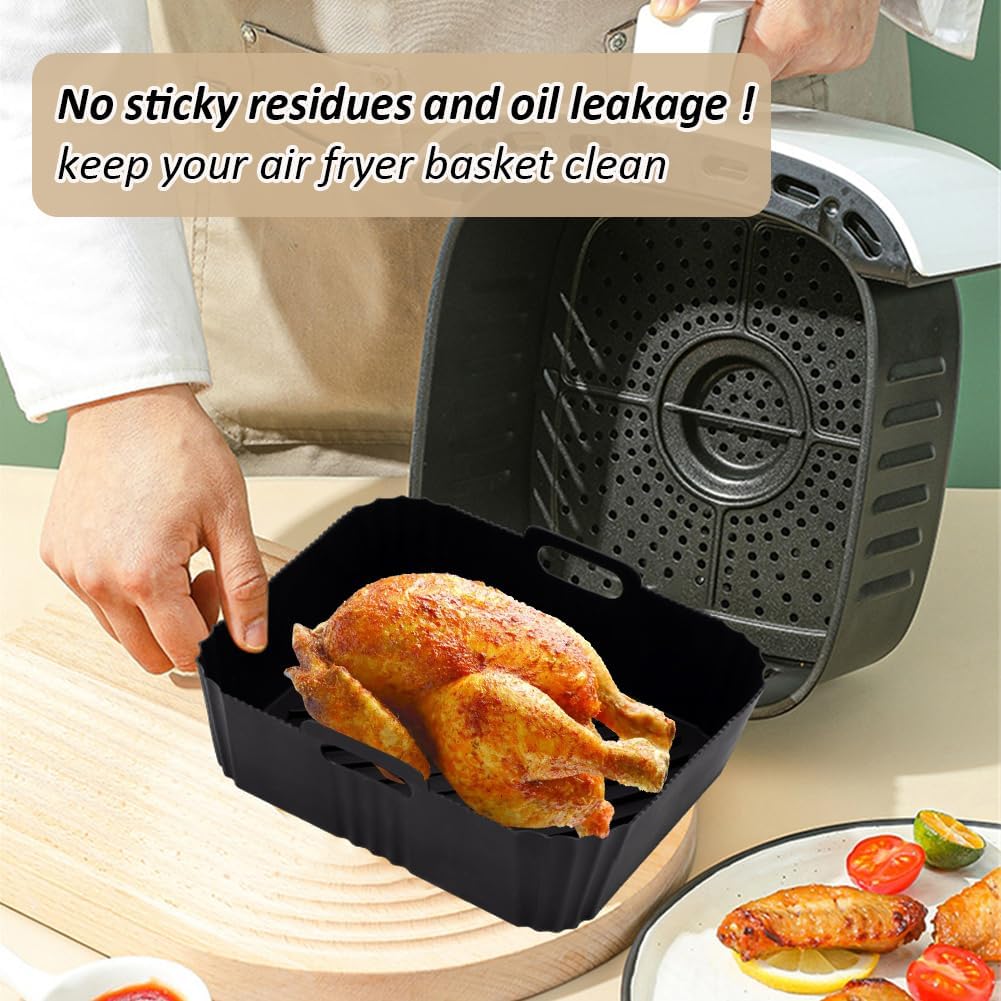 Silicone Air Fryer Liners for TFAL and Philips Dual Basket 5.2L/3.1L, Reusable Accessories for T-fal Dual Easy Fry XL 8.7Qt, Airfryer Liners Accessories