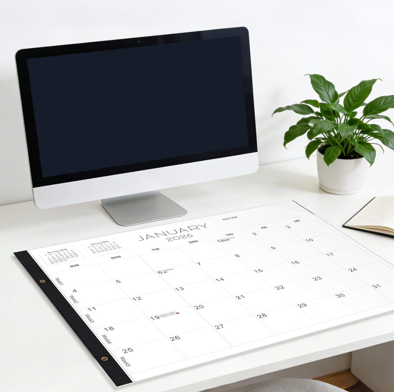 2026 Desk Calendar Large 22x17 – Desk Top Calendar 2026 with plastic cover