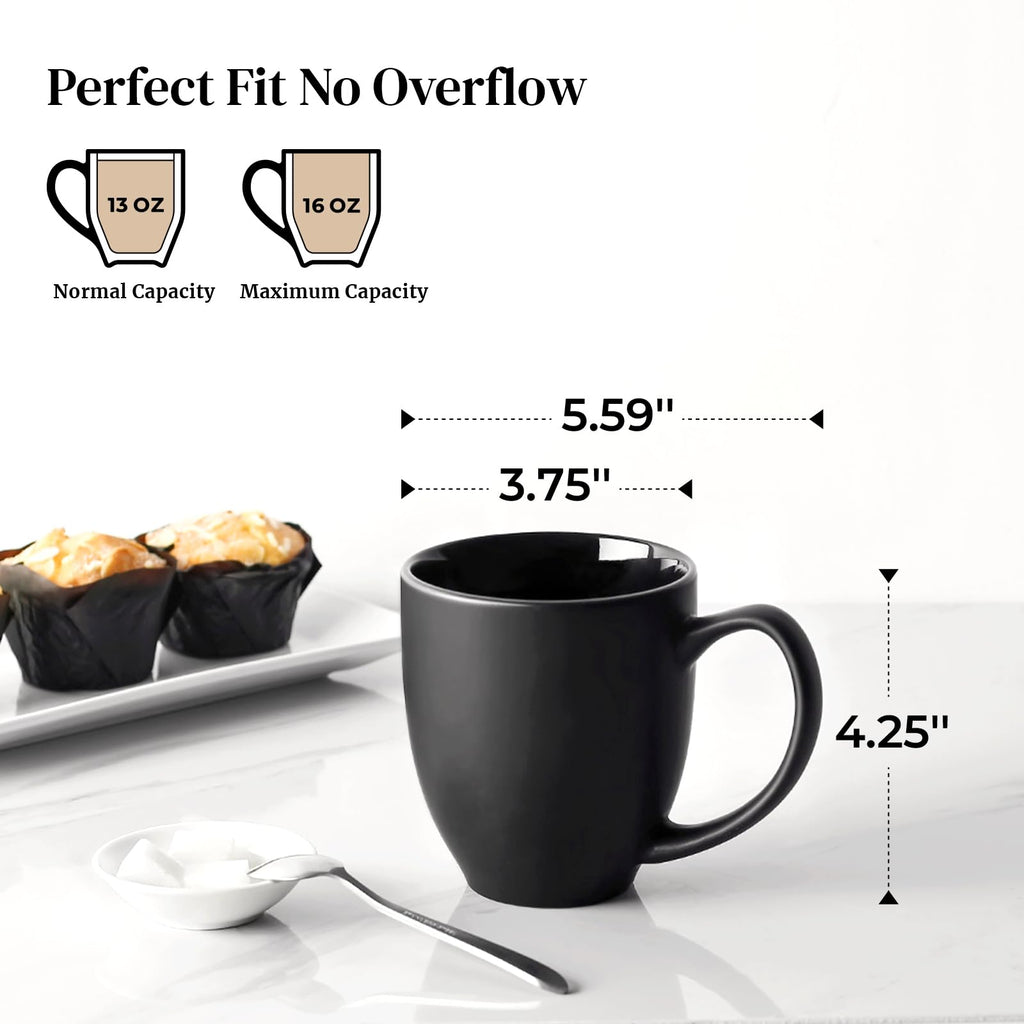 DOWAN Coffee Mug Set, 16 OZ Coffee Mug Set of 6, Coffee Mugs with Large Handles for Men, Women, Ceramic Mug for Coffee Tea Cocoa, Easy to Clean & Hold, for Morning Coffee, Birthday, Party
