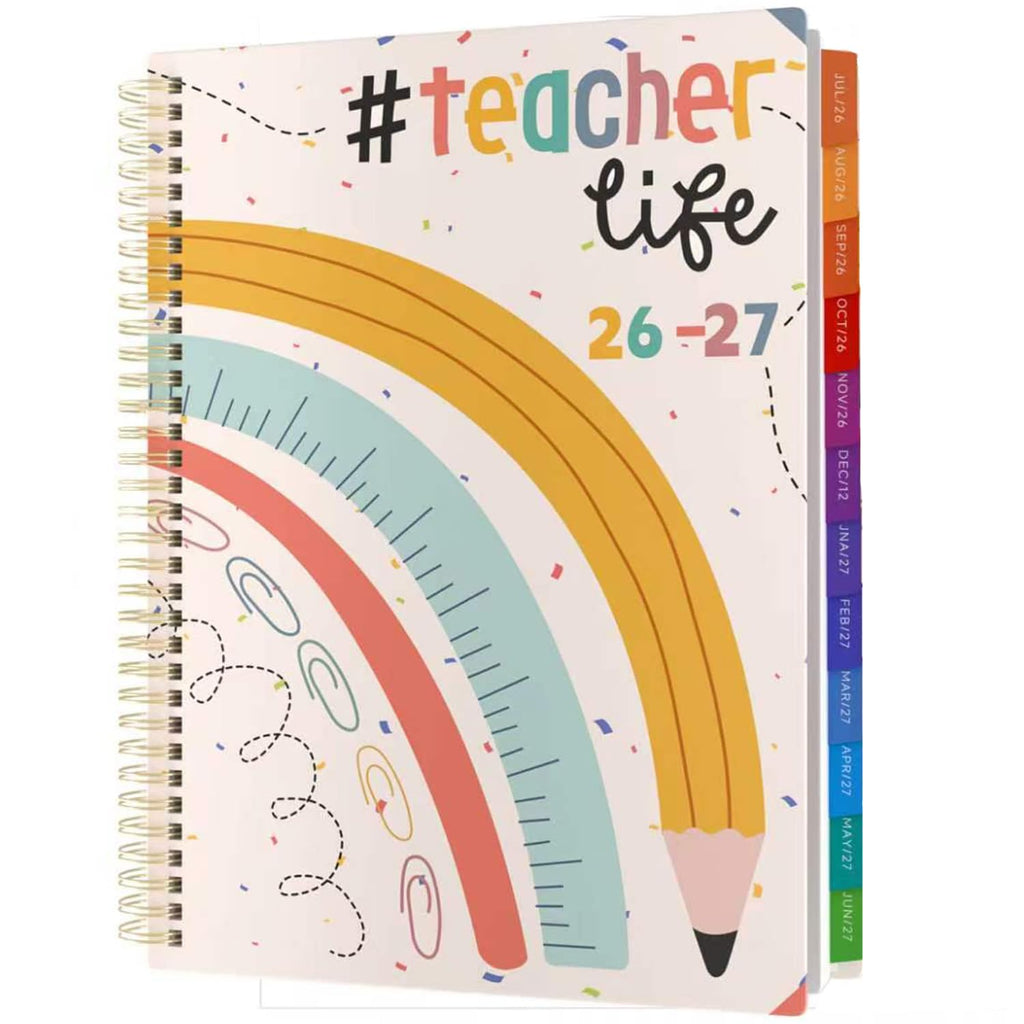 Teacher Planner 2026-2027 Academic Lesson Planner,July 2026 to June 2027, 8.5" x 11" Lesson Plan Book, Weekly and Monthly Academic Planner with Colourful Monthly Tabs