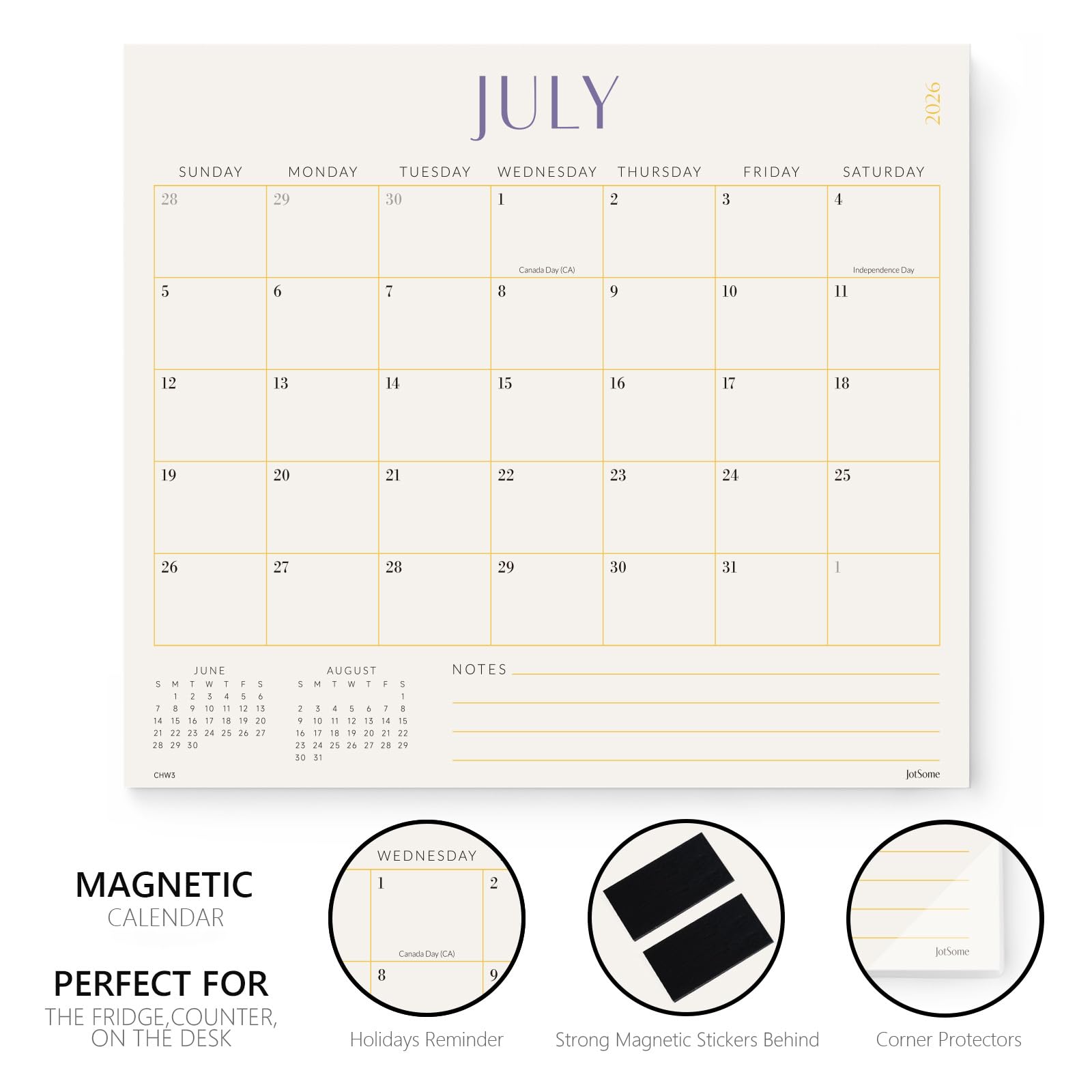 Jotsome Magnetic Calendar for Refrigerator 2026-2027, Monthly Fridge Calendar From April 2026 to June 2027 13x11 inch, Easy Organizing