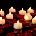 AMAGIC 24 Pack Heart White Tealights with 2000 Pas Red Black Artificial Petals, Battery Candle Flameless Tea Light, for Proposal, Valentine's Day, Wedding, Romantic Night Decor