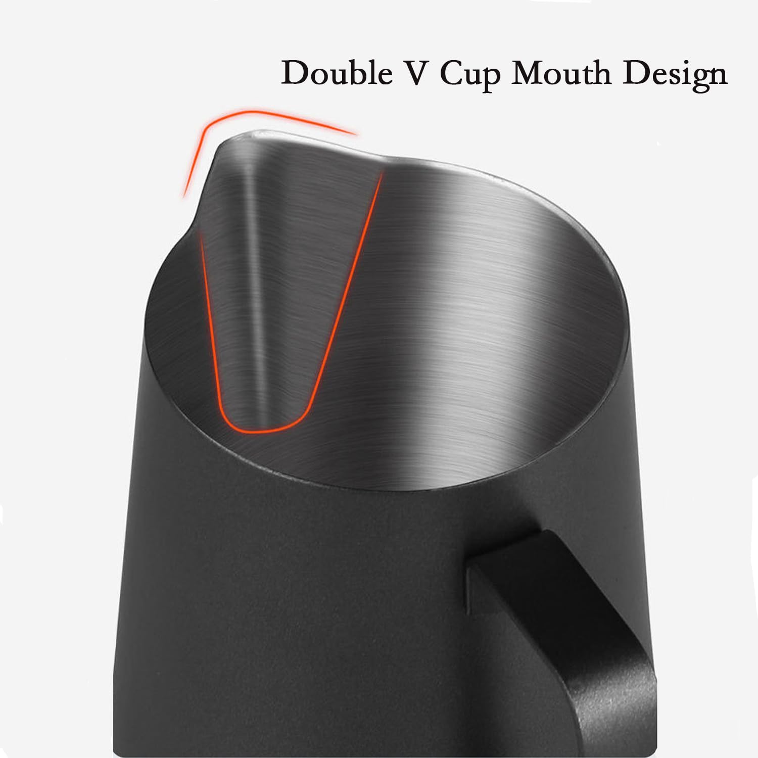 Milk Frothing Pitcher 20oz/600ml, Stainless Steel Espresso Steaming Pitcher Milk Jug, Perfect for Cream, Coffee, Water, Juices, Smoothies Black