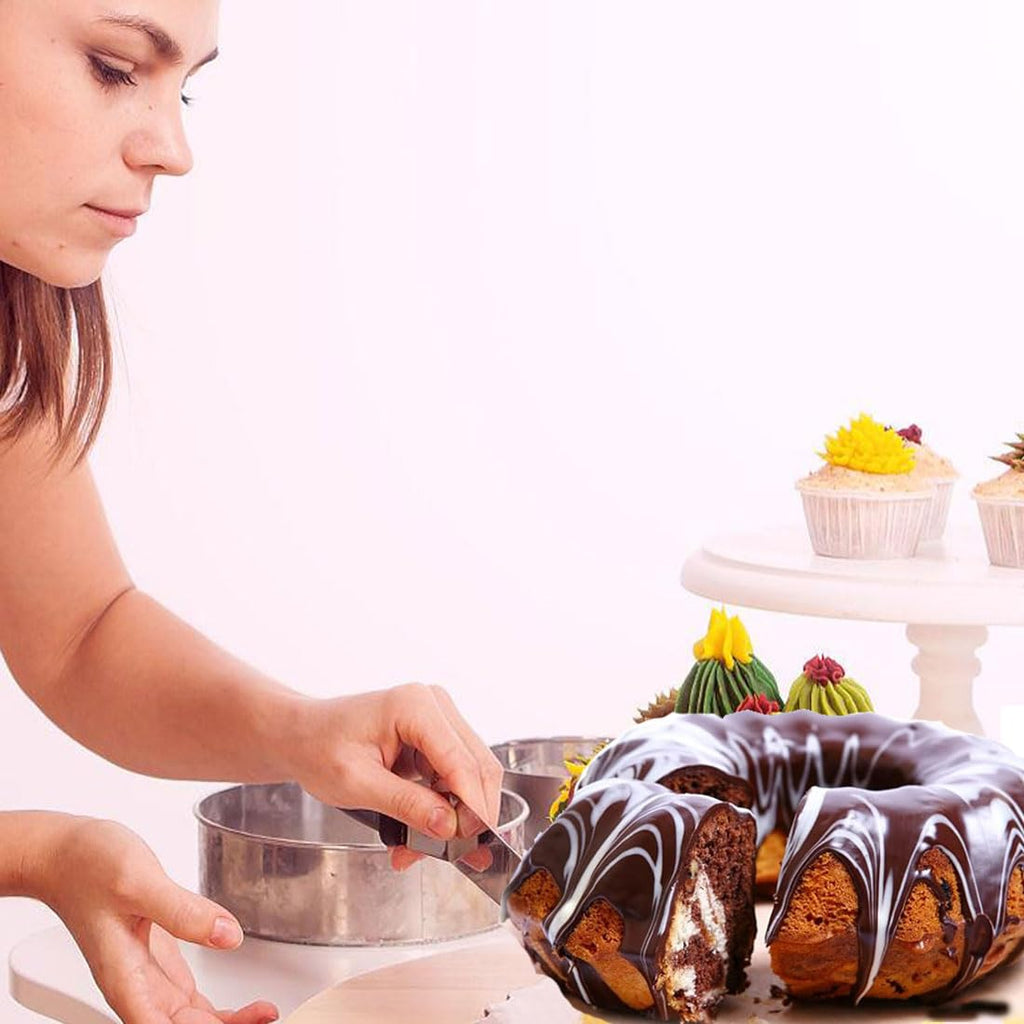 Cake Pans, 26cm/ 10'' Non-Stick Fluted Cake Pan, Heavy Duty Carbon Steel Tube Pan Baking Mold, Perfect Bakeware for Bavarois, Brownie, Jello, Flan, Meatloaf,Pudding (10'')