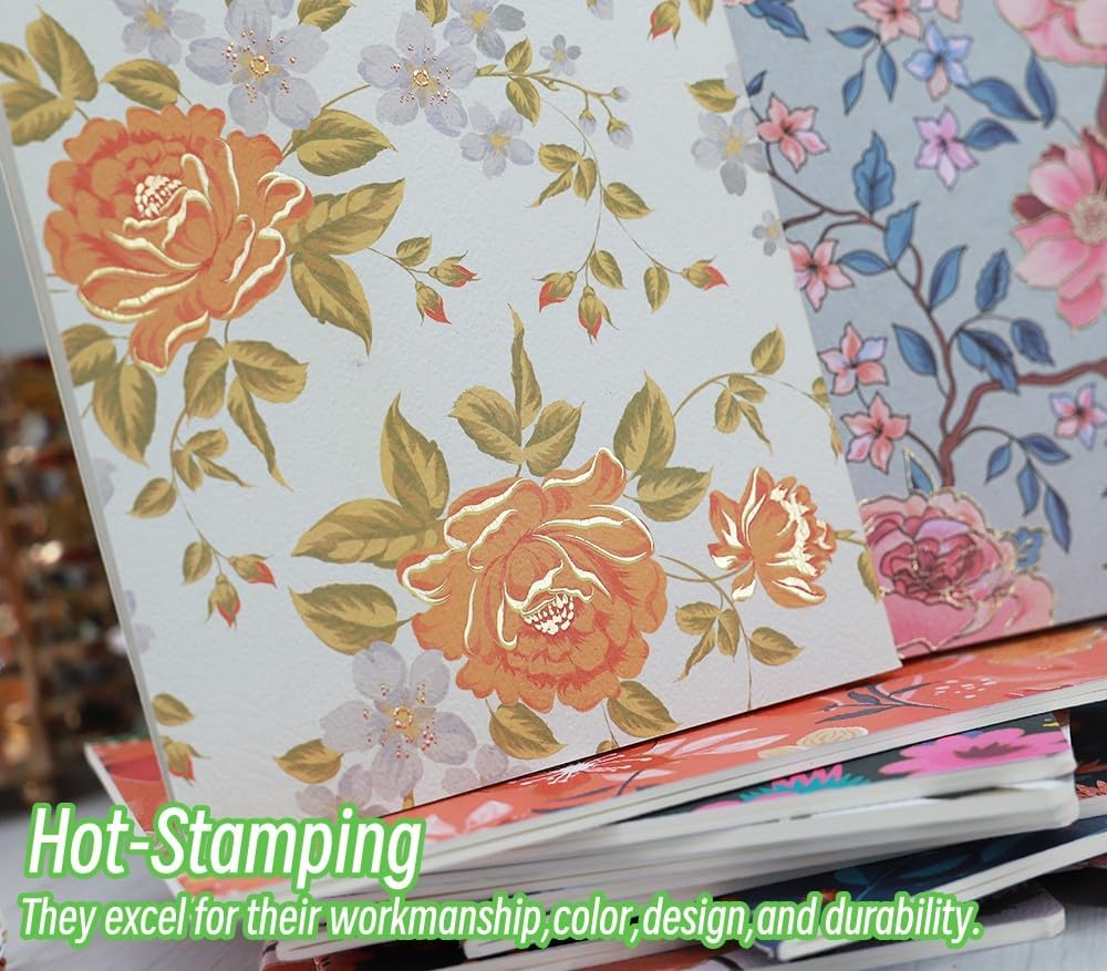 Pack of Journals for Writing A5 Travelers Notebook Bulk Set - 12 Pack with 60 Lined Pages, 30 Sheets, and Embossed Cover in Floral Bliss Pattern (5.75 x 8.35 Inches)