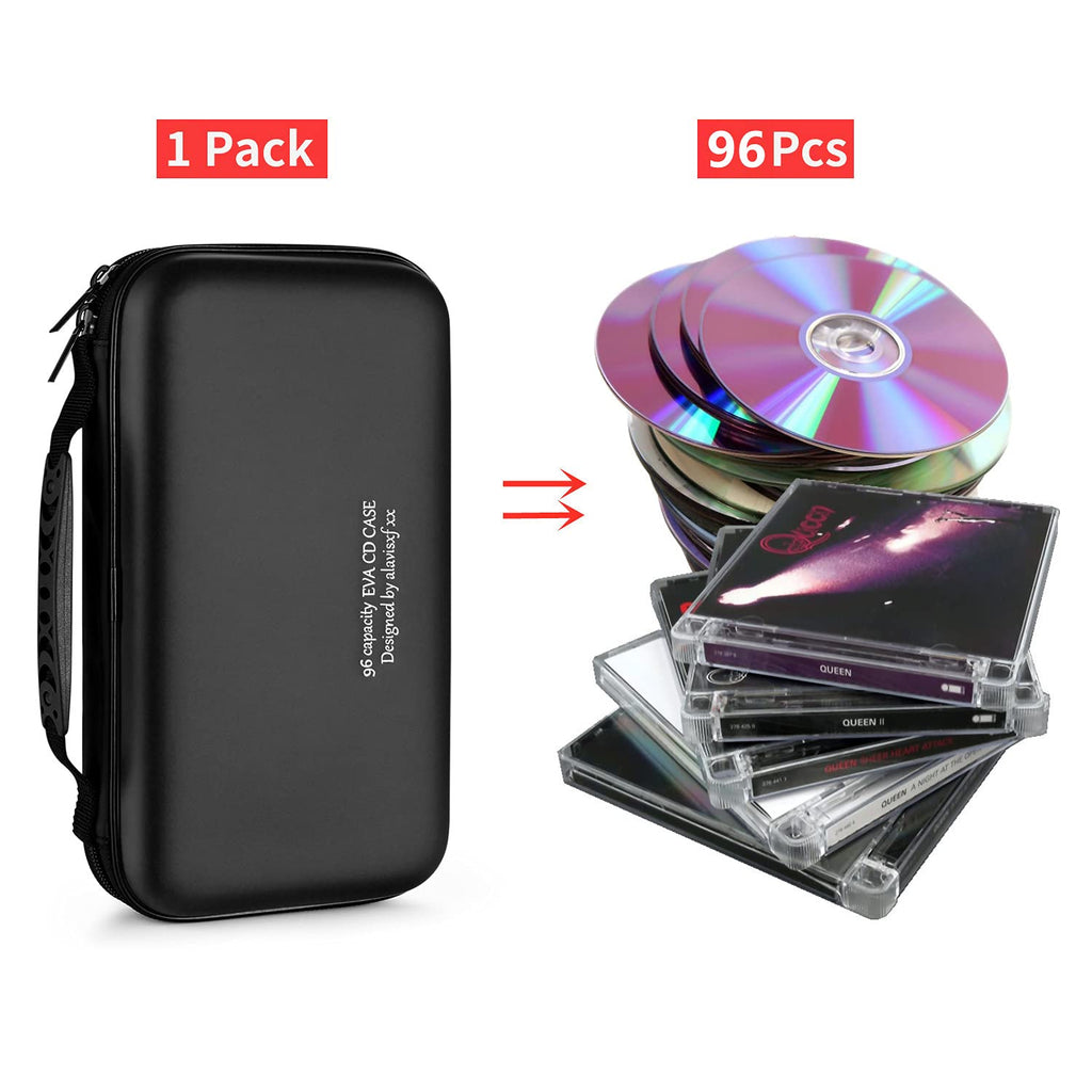 LIOVODE DVD Case, 96 Capacity EVA CD Case Holder Storage Organizer Portable Protective DVD Wallet Holder for Car (96 Capacity, Black96)