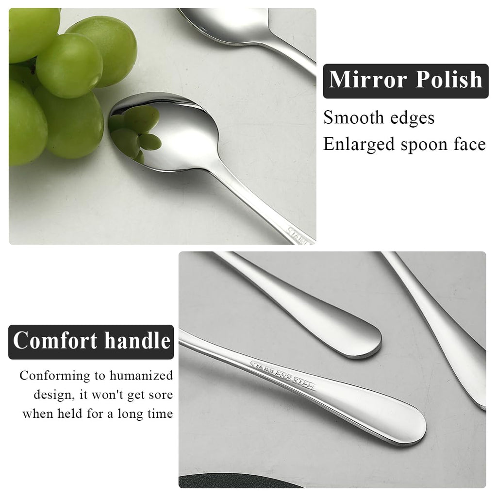 Evanda Teaspoons 24 Pieces 14cm, Stainless Steel Tea Spoon Coffee Spoons Dessert Spoons, Cutlery for Tea, Coffee, Cake, Dessert, Dishwasher Safe