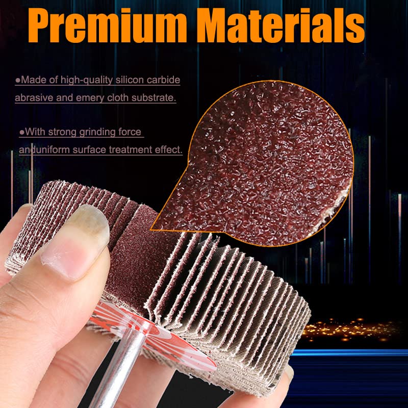 Mixiflor 20 Pcs 5 Sizes 60/80/120/240 Grits Abrasive Flap Wheel Sander, 1/4 Inch Shank Flap Wheels for Drill, Die Grinder Flap Wheel,Flap Wheel Sander for Drill