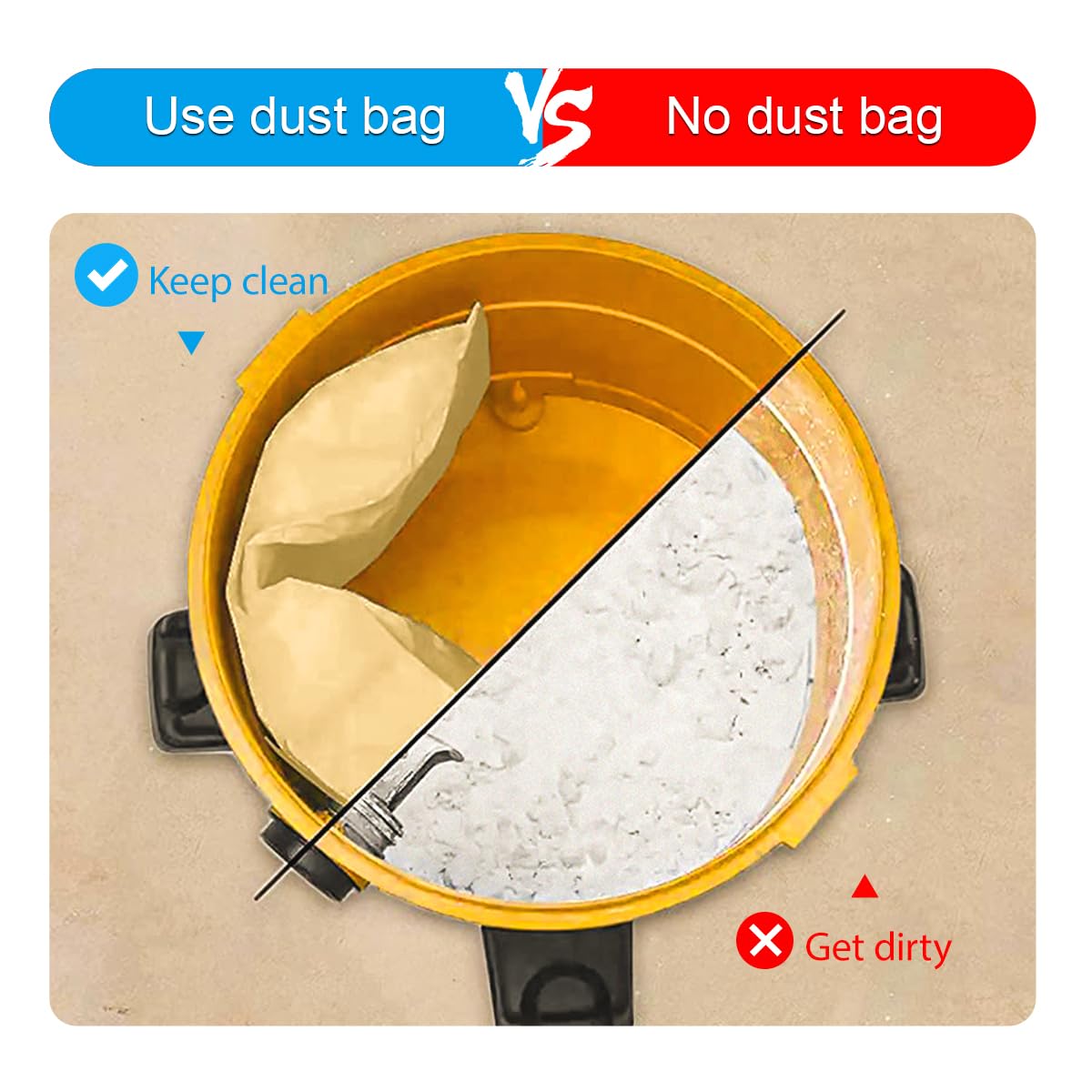 5 Pack DXVA19-4101 Disposable Dust Filter Bags Replacement for DEWALT Shop Vac 6-10 Gallon Wet/Dry Vacuum Models: DXV06P, DXV09P, DXV10P, DXV10S, DXV10SA
