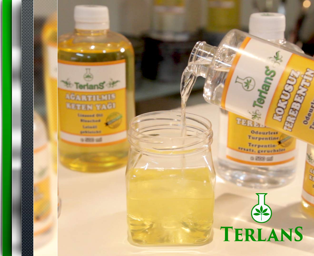 TERLANS Professional Odorless Oil Paint Thinner 100 ml (3.38 Fl.Oz.) – Controlled and Smooth Dilution, Completely Odorless Turpentine Substitute for Painting