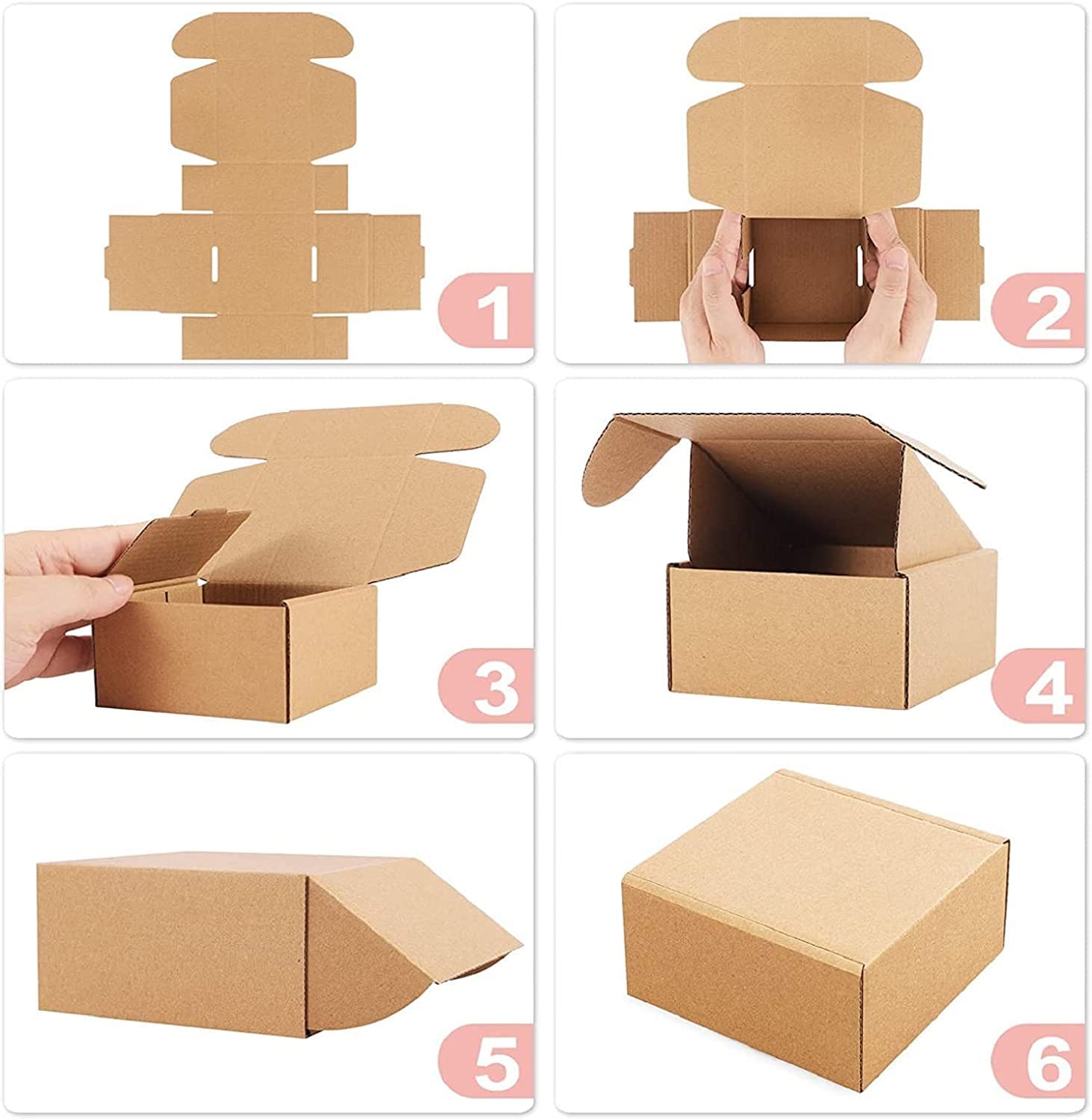 7x6x3 inch Shipping Boxes Pack of 25，Livejun Brown Corrugated Cardboard Box Mailer Boxes for Packaging Small Business Shipping，Boxes for Birthday Wedding Party Gift Giving… (7X6X3)