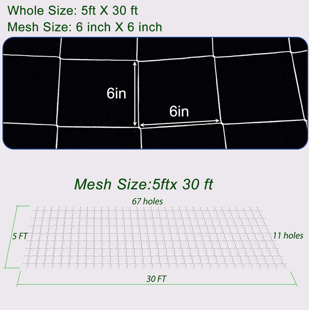 Garden Plant Trellis Netting 5*30ft, VASLON Plant Netting 2 Pack Heavy-Duty Polyester Trellis Net for Climbing Plants Outdoor & Indoor