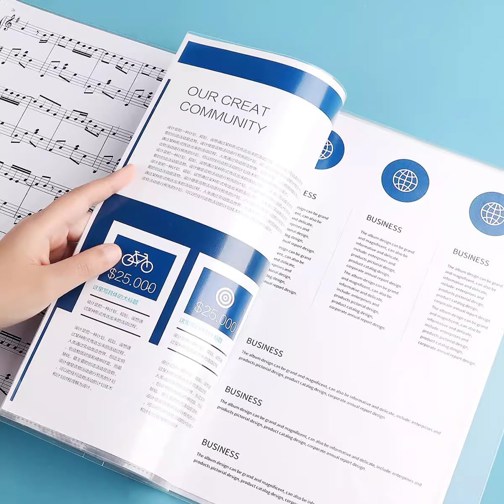 40 Pockets Display Book RUIFUNETEK Presentation Book with Clear Sheet Protectors A4 Binder with Plastic Sleeves 80 Pages Bound Sheet Protectors for Document Artwork and Photo (5 Color, 5 Pack)