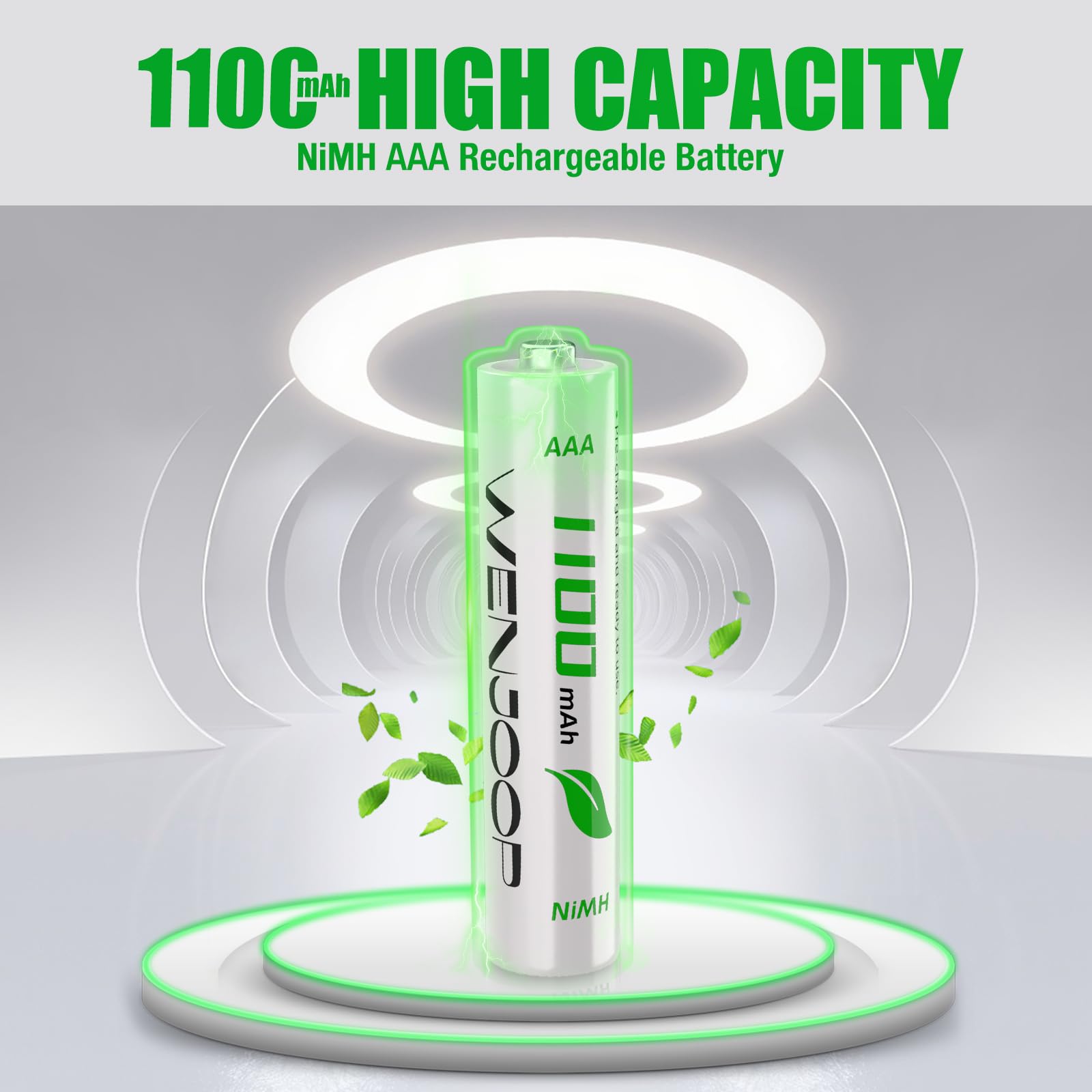 WENJOOP AAA Rechargeable Batteries 24-Pack, 1100mAh High-Capacity NiMH, Pre-Charged, 1200 Recharge Cycles, Low Self-Discharge – Ideal for Toys, Remotes, Flashlights