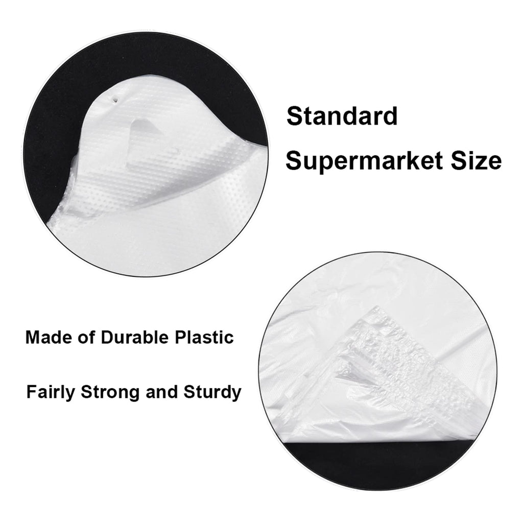 T Shirt Bags Plastic Grocery Bags with Handles for Merchandise and Supermarket, Bolsas De Plastico Para Negocio, 12 x 20 Inch (White, 200Pcs)