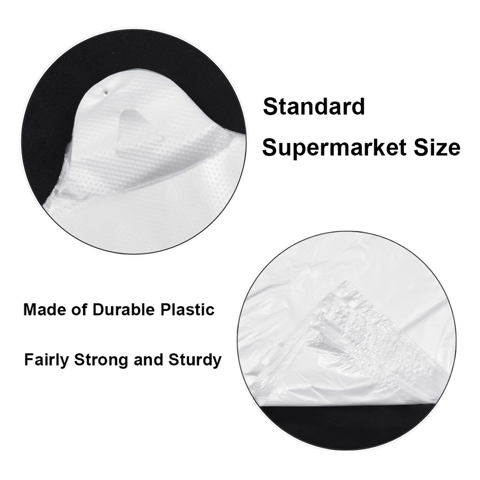 T Shirt Bags Plastic Grocery Bags with Handles for Merchandise and Supermarket, Bolsas De Plastico Para Negocio, 12 x 20 Inch (White, 200Pcs)