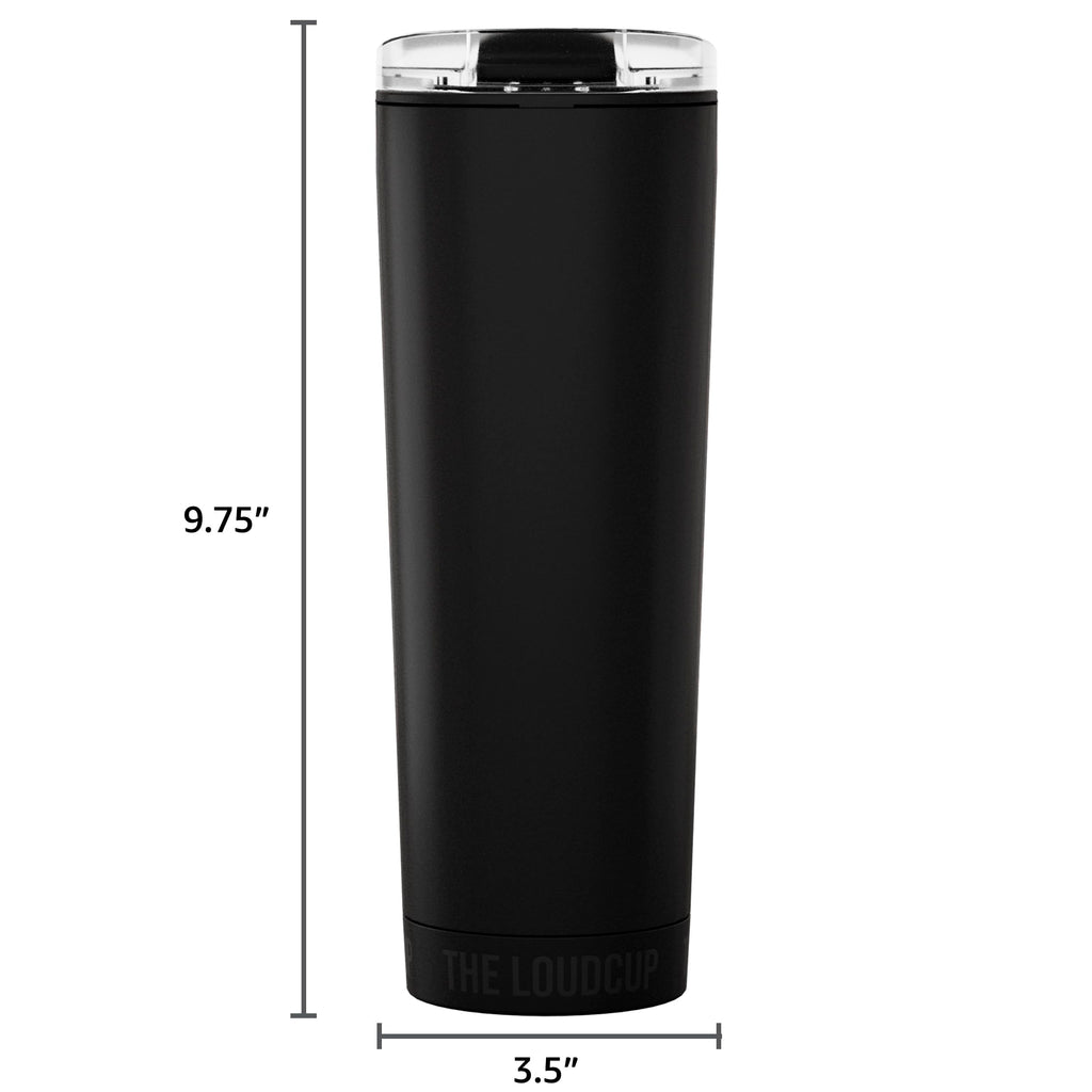 The LoudCup 23oz Reusable Water Bottle (Jet Black) – 2-in-1 Travel Tumbler & Noisemaker – BPA-Free, Blow Horn & Cup with Slide Lid – Perfect for Sports Events, Game Day, Tailgating & Parties