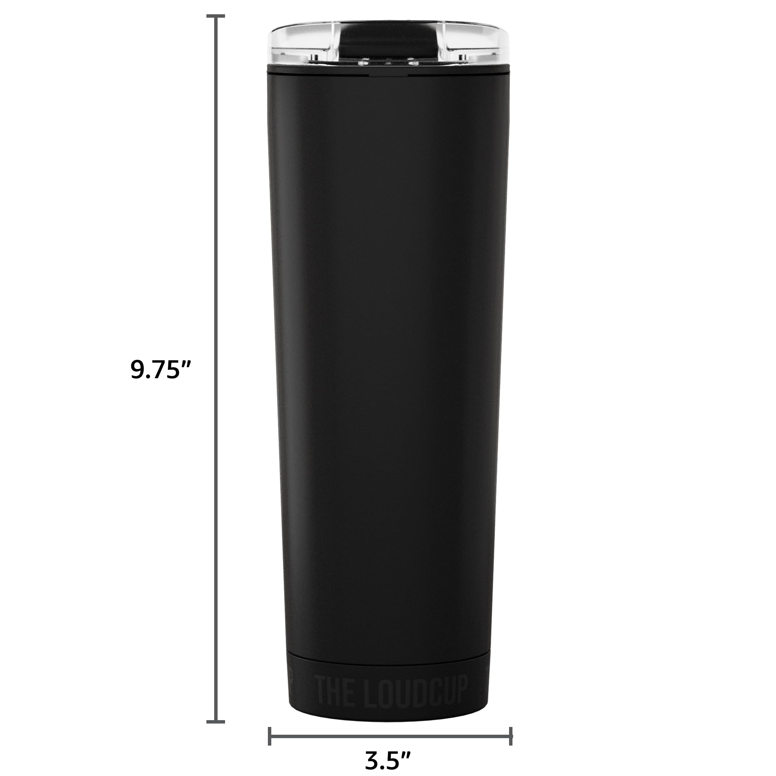 The LoudCup 23oz Reusable Water Bottle (Jet Black) – 2-in-1 Travel Tumbler & Noisemaker – BPA-Free, Blow Horn & Cup with Slide Lid – Perfect for Sports Events, Game Day, Tailgating & Parties