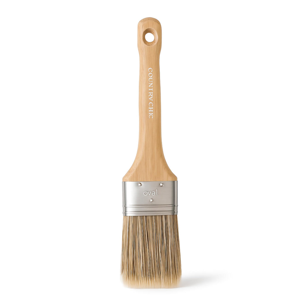 Chalk Style Paint Brush - Oval Brush with Synthetic Bristles for Smooth Furniture Paint Application with Minimal Brush Strokes, No Shedding, Vegan, Best for Water-Based Paint - 1.5"