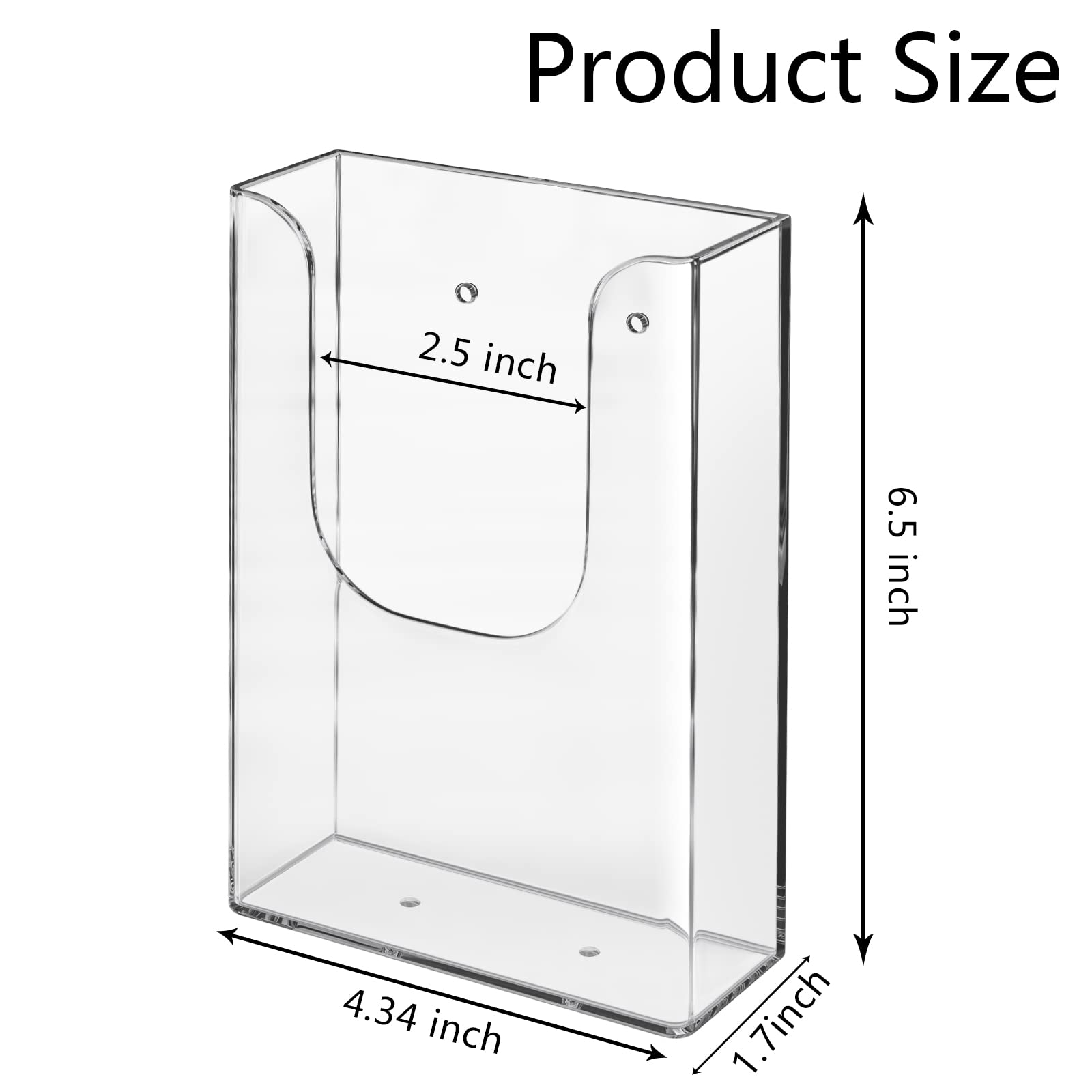zavekia Brochure Holder, 6 Pack 4 x 6 Inches Transparent Polystyrene Wall Mount Literature Holder