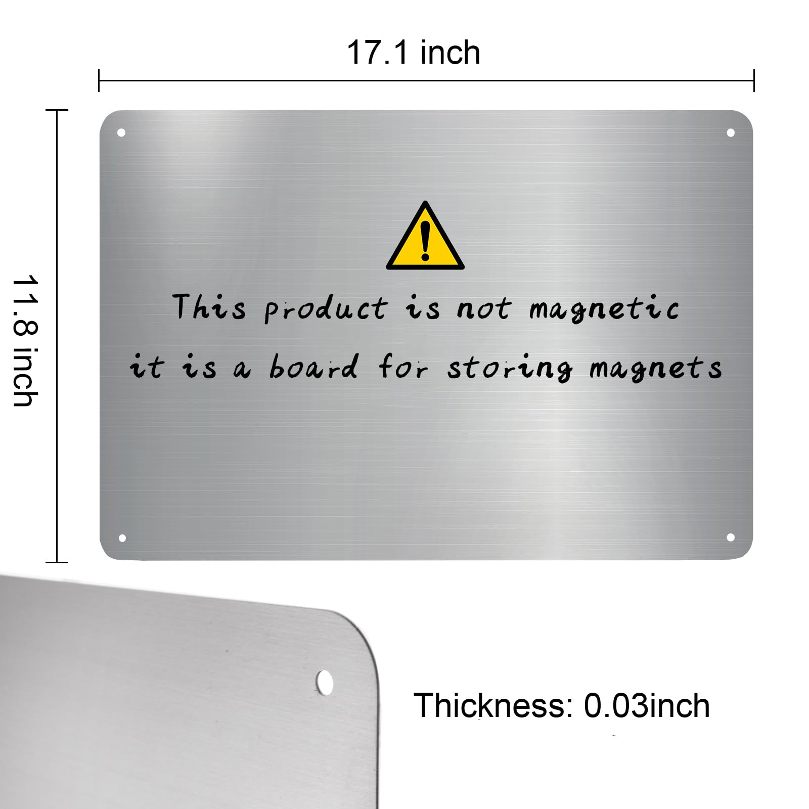 Bekith 2 Pack Stainless Steel Magnetic Board, 17.1" x 11.8" Magnet Bulletin Board to Display Magnetic Letters Numbers, Notes, Poetry, Photos, Spice Jars, Suitable for Wall, Refrigerator, Cabinet