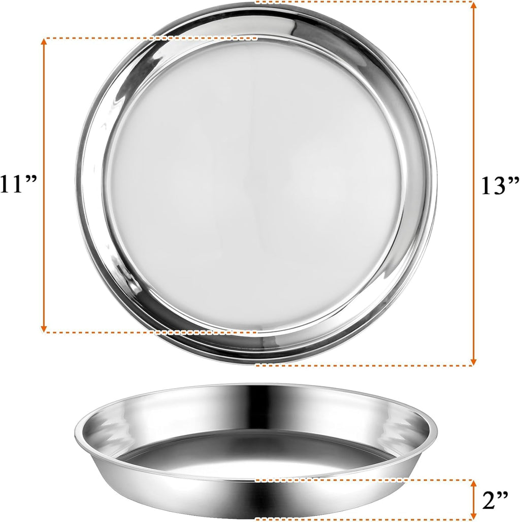 Elsjoy 4 Pack 13 Inch Stainless Steel Pizza Pan, Deep Dish Round Baking Pan Large Pizza Baking Tray, Heavy-Duty Pizza Dish Non-Stick Baking Sheet for Oven, Dishwasher Safe