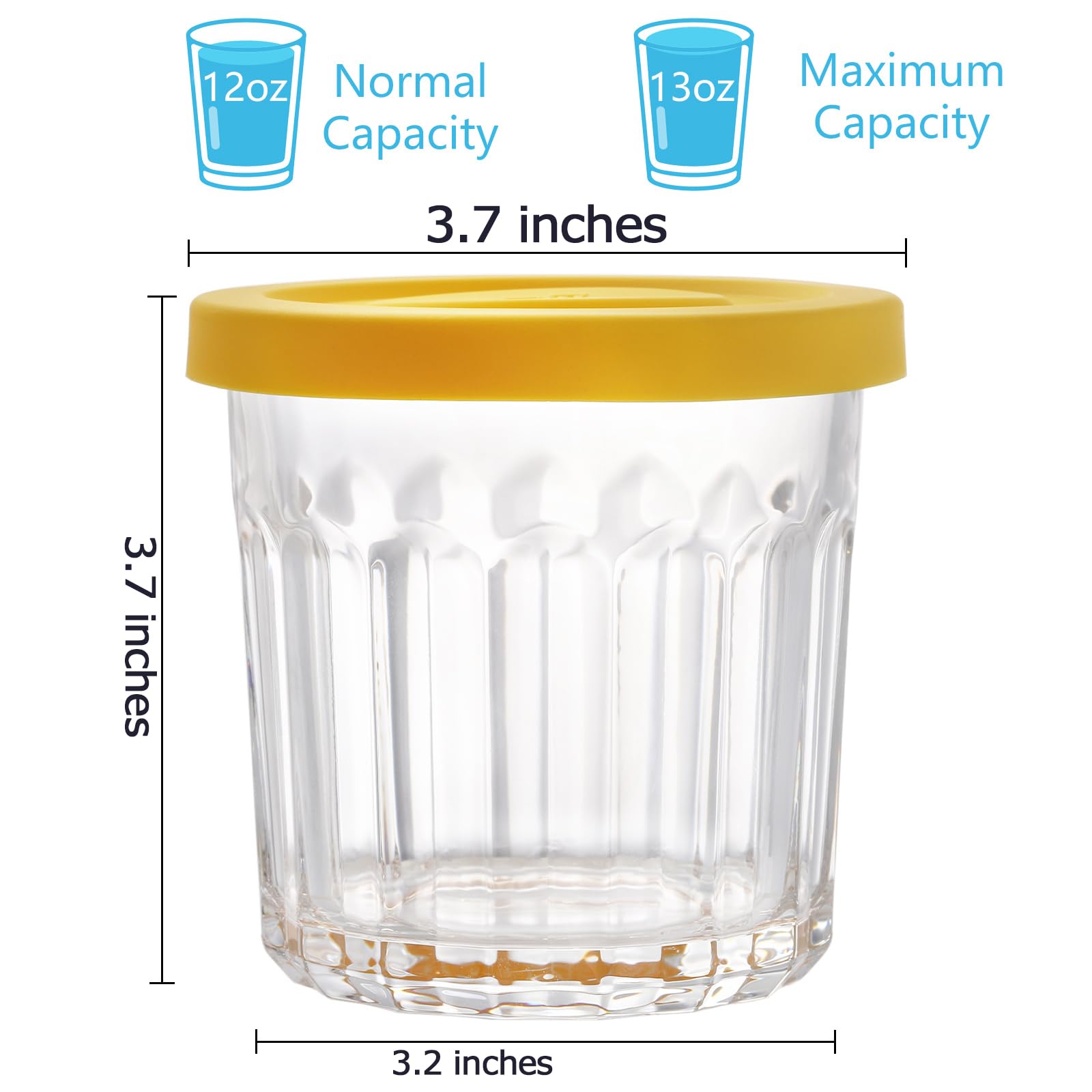 Coloch 4 Pack 13Oz Glass Jar with Leakage Proof Lid, 400ml Clear Storage Jar for Spices, Tea Leaf, Nuts, Overnight Oat Cup All-purpose Glass Drinking Cup for Cooled Tea, Juice, Coffee, Yogurt