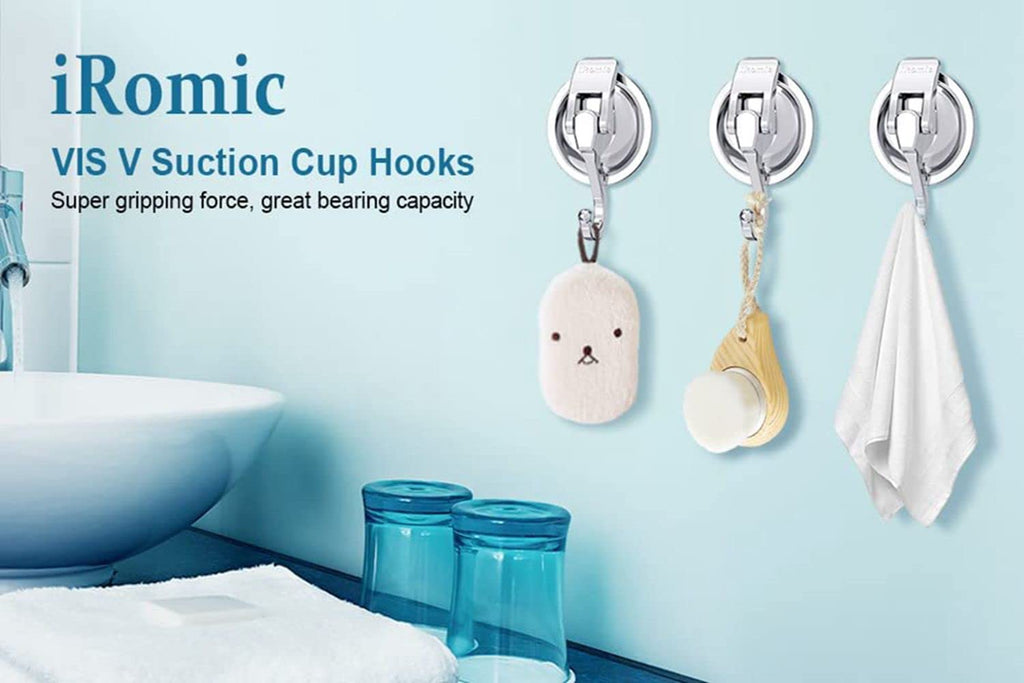 Heavy Duty Vacuum Suction Cups Hooks (4Pack) Specialized for Kitchen&Bathroom&Restroom Organization, by iRomic