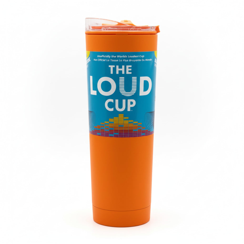 The LoudCup Blow Horn Tumbler, 2-in-1 Cheer & Sip Reusable Water Bottle with Built-In Horn for Sports Games, Tailgates & Parties, BPA-Free, 23 oz, Oriole Orange
