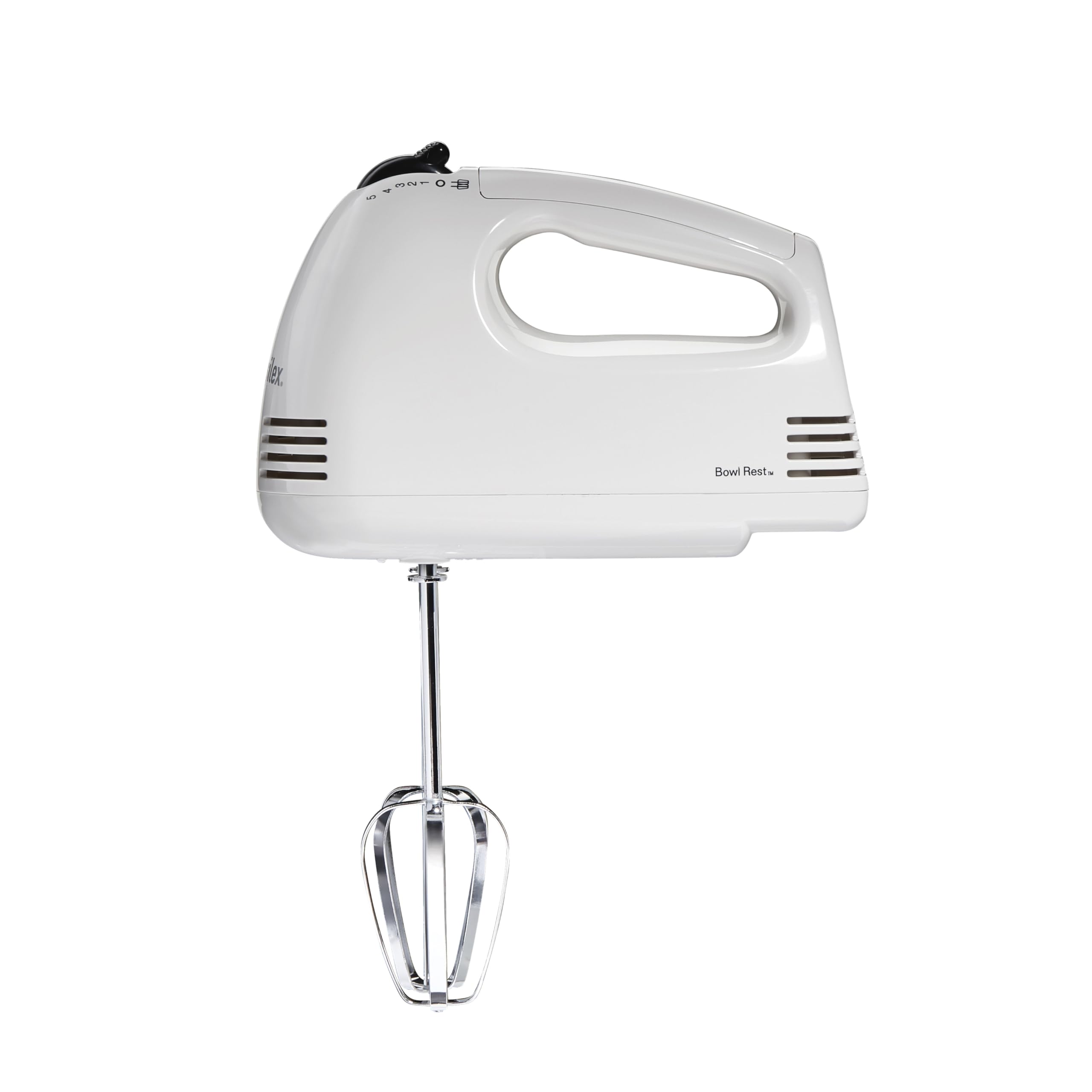 Proctor Silex Easy Mix 5-Speed Electric Hand Mixer with Bowl Rest, Compact and Lightweight, 100 Watts of Peak Power, White (62515G)